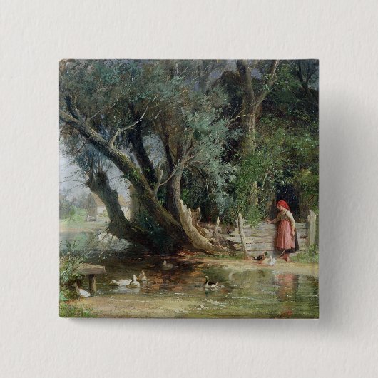 De Duck Pond Vierkante Button 5,1 Cm (Voorkant)