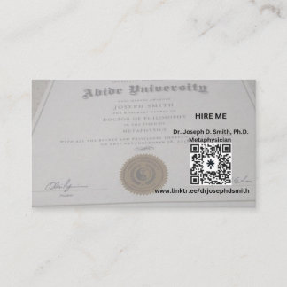 De Dudeist Metaphysicus Visitekaartje