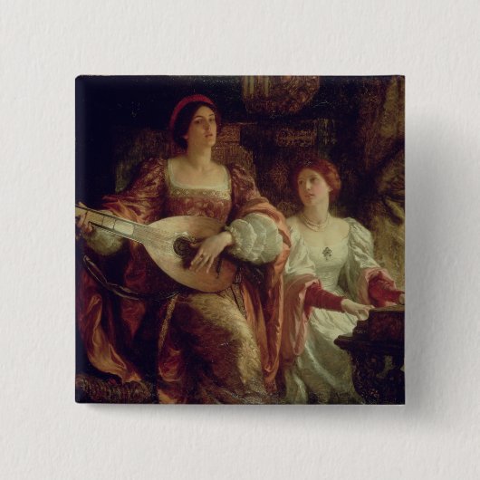 De Duet (olie op doek) Vierkante Button 5,1 Cm (Voorkant)