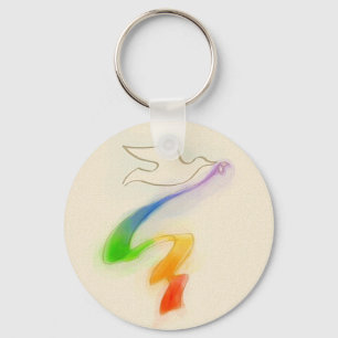 De Duif van het huwelijk met het Lint van de Regen Sleutelhanger