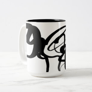 De duikers: Abstract Zwart & Wit Tweekleurige Koffiemok