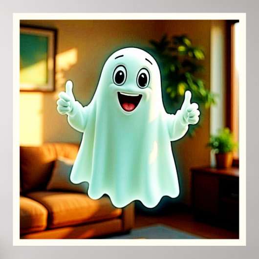 De duimen van Happy Ghost Poster (Voorkant)