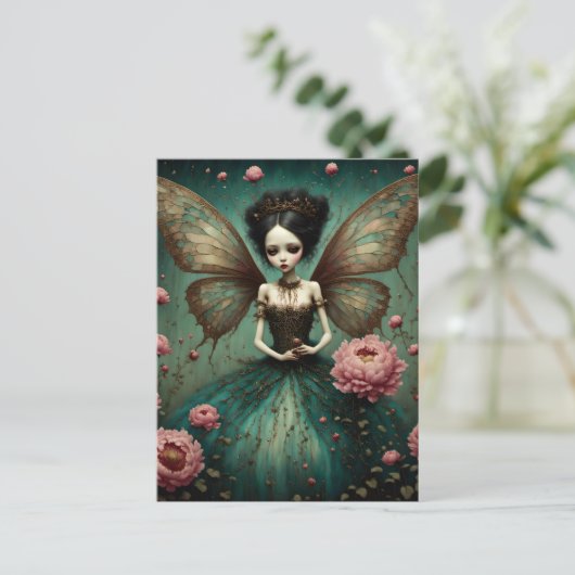 De duistere fee in de Peony Garden Briefkaart (Staand voorkant)