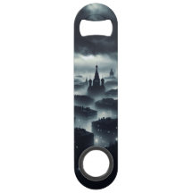 De duisternis nacht stad Steel Bottle Opener