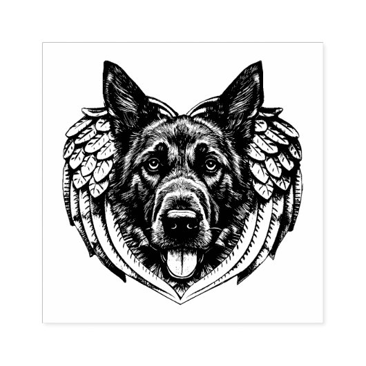 De Duitse herder Angel-hoofdkunstschildering Rubberstempel (Afrduk)