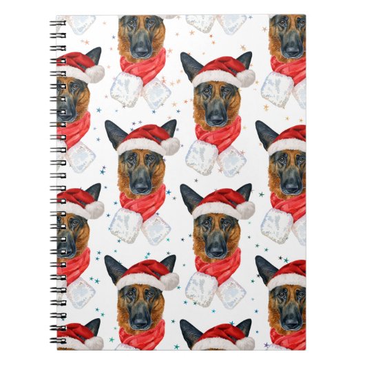 De Duitse herder Breed Dog Pattern sterft Kerstmis Notitieboek (Voorkant)