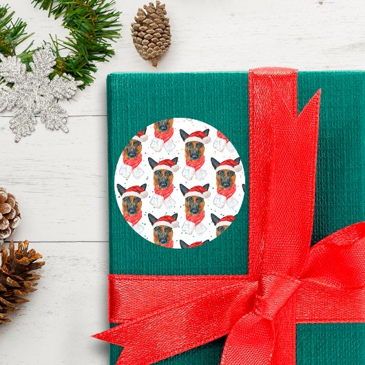 De Duitse herder Breed Dog Pattern sterft Kerstmis Ronde Sticker
