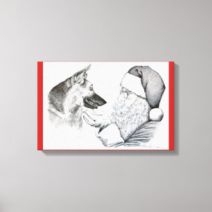 De Duitse herder en kerstman vieren Christma Canvas Afdruk