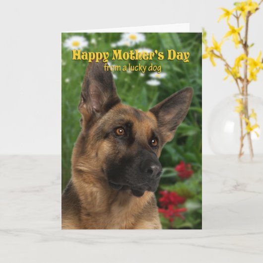 De Duitse Herder Moederdag Kaart (Gele Bloem)