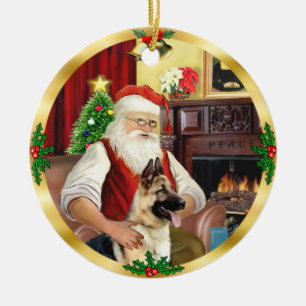 De Duitse Herder van de Kerstman #13 Keramisch Ornament