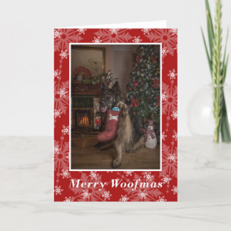 De Duitse herder wenst je een vrolijke kerstman. Feestdagen Kaart