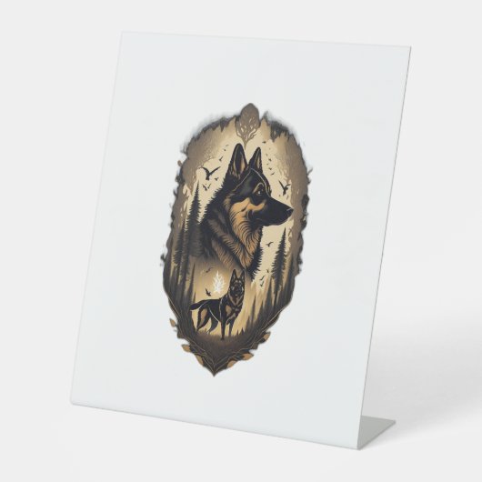 De Duitse Herdershond 005  Reclamebord Met Voetstuk (Voorkant)