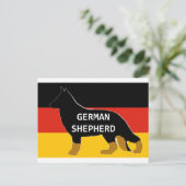 de duitse herdersnaam silhouette op flag bicolor.p briefkaart (Staand voorkant)