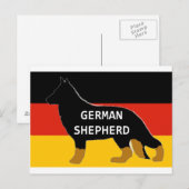 de duitse herdersnaam silhouette op flag bicolor.p briefkaart (Voorkant / Achterkant)