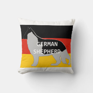 de duitse herdersnaam silhouette op vlag zwart en kussen