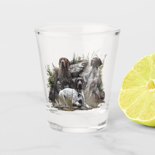 De Duitse kortharige pointer of Deutsch Kurzhaar Shot Glas (Voorkant)