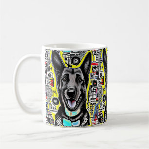De Duitse Pop Shepherd Art met GSD, Gellow Red Blu Koffiemok