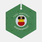 De Duitse vlag kerstman naam jaar Hexagon Glas Ornament (Achterkant)