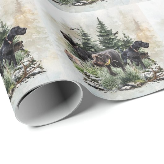 De Duitse Wirehaired Pointers, Art Cadeaupapier (Rol Hoek)