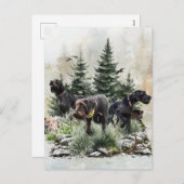 De Duitse Wirehaired Pointers, Art Feestdagenkaart (Voorkant / Achterkant)