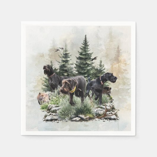 De Duitse Wirehaired Pointers, Art Servet (Voorkant)