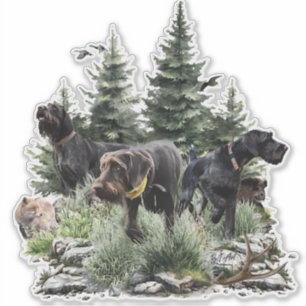 De Duitse Wirehaired Pointers, Art Sticker
