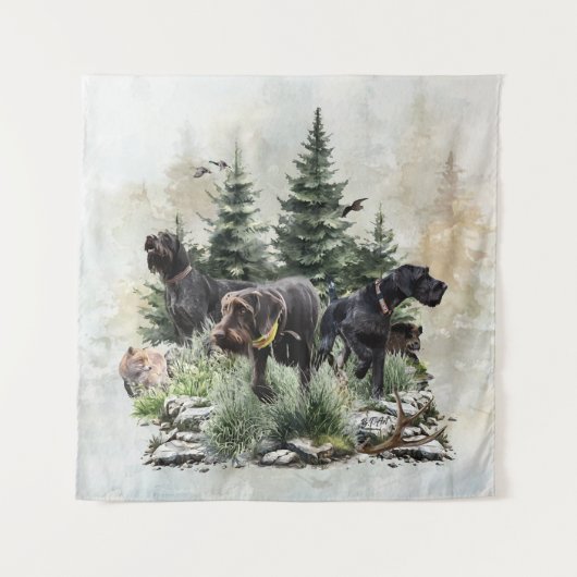De Duitse Wirehaired Pointers, Art Wandkleed (Voorkant)