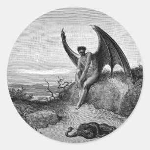 De duivel, Gustave Dore Ronde Sticker