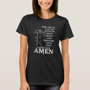 De duivel zag me met mijn hoofd naar beneden en da t-shirt