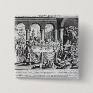 De duivelse maskquerade vierkante button 5,1 cm