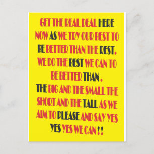 De echte deal is hier poster print type woordkunst briefkaart