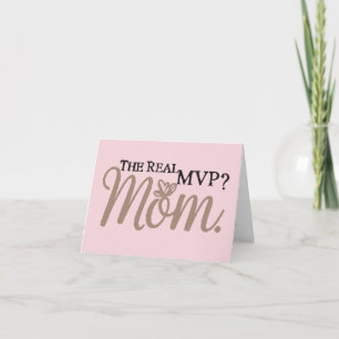 De Echte MVP – Moeder Minimalistische Roze Roos Bedankkaart