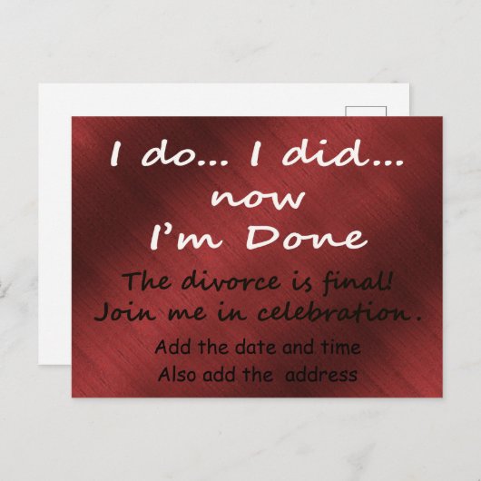 De echtscheiding is definitief briefkaart (Voorkant / Achterkant)