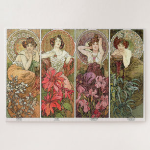 De edelstenen 1900 door Mucha - Art Nouveau Legpuzzel