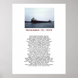 De Edmund Fitzgerald met bemanningsnamen geschenkd Poster