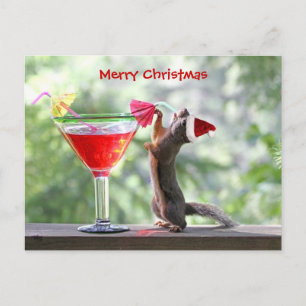 De Eekhoorn die van Kerstmis een Cocktail drink Feestdagenkaart