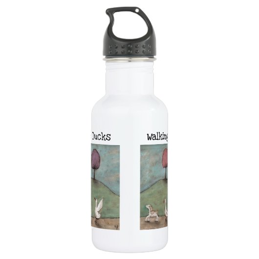 De Eenden lopen Waterfles (Achterkant)