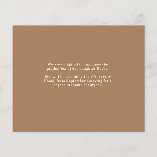 De Eenvoudige Aankondiging van het Afstuderen van (Achterkant)