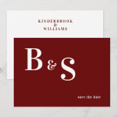 De eenvoudige Moderne Code van het Rode Monogram Q Save The Date (Voorkant / Achterkant)