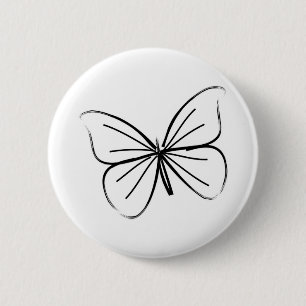 De eenvoudige Tekening van de Lijn van de Vlinder Ronde Button 5,7 Cm