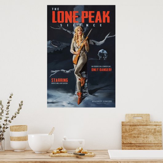 De eenzame piek stilte Retro Ski Pinup film Poster (Keuken)