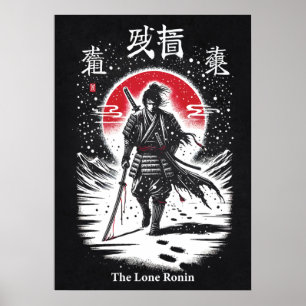 De Eenzame Ronin, Samurai, Japanse Anime Tatoeagek Poster