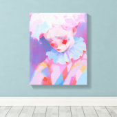 De eenzame roze clown canvas afdruk (Insitu (Houten vloer))