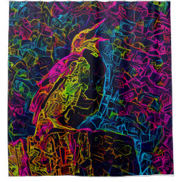 De eenzame vogel 3 douchegordijn