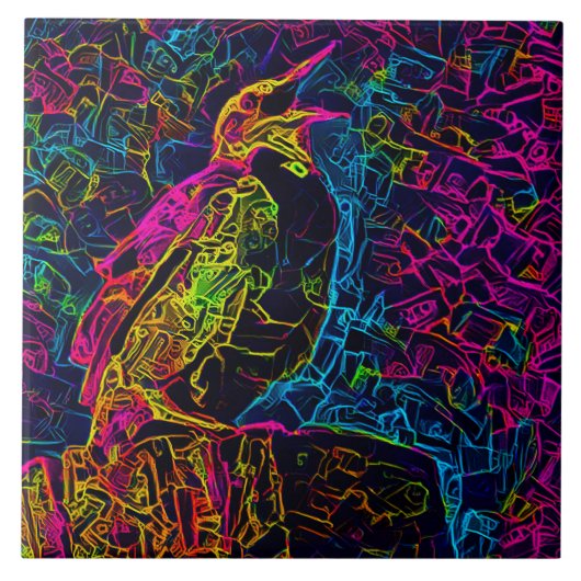 De eenzame vogel 3 tegeltje (Voorkant)