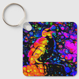 De eenzame vogel 4: vloeibare kunststijl sleutelhanger