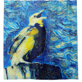 De eenzame vogel van Gogh stijl Douchegordijn