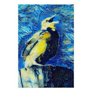 De eenzame vogel van Gogh stijl Perfect Poster