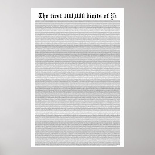De eerste 100.000 cijfers van Pi Poster (Voorkant)