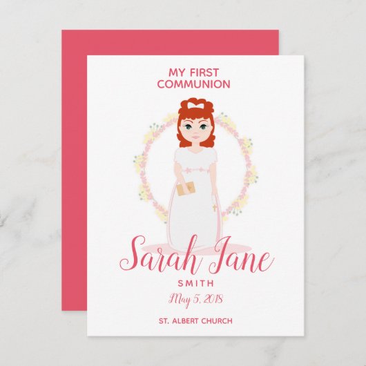 De eerste communie bedankt haar voor het kaarden a (Voorkant / Achterkant)